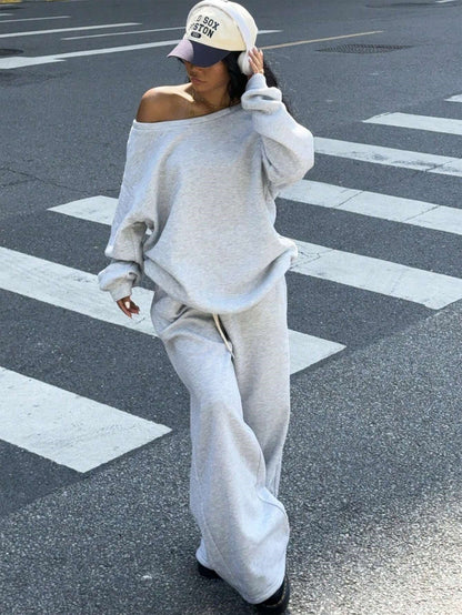 Damen Oversized Sweatanzug Bequem Atmungsaktiv Damenmode
