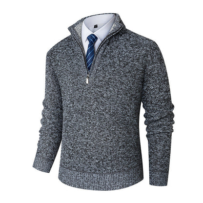 Herren Pullover Feinstrick Halbzipper Modern