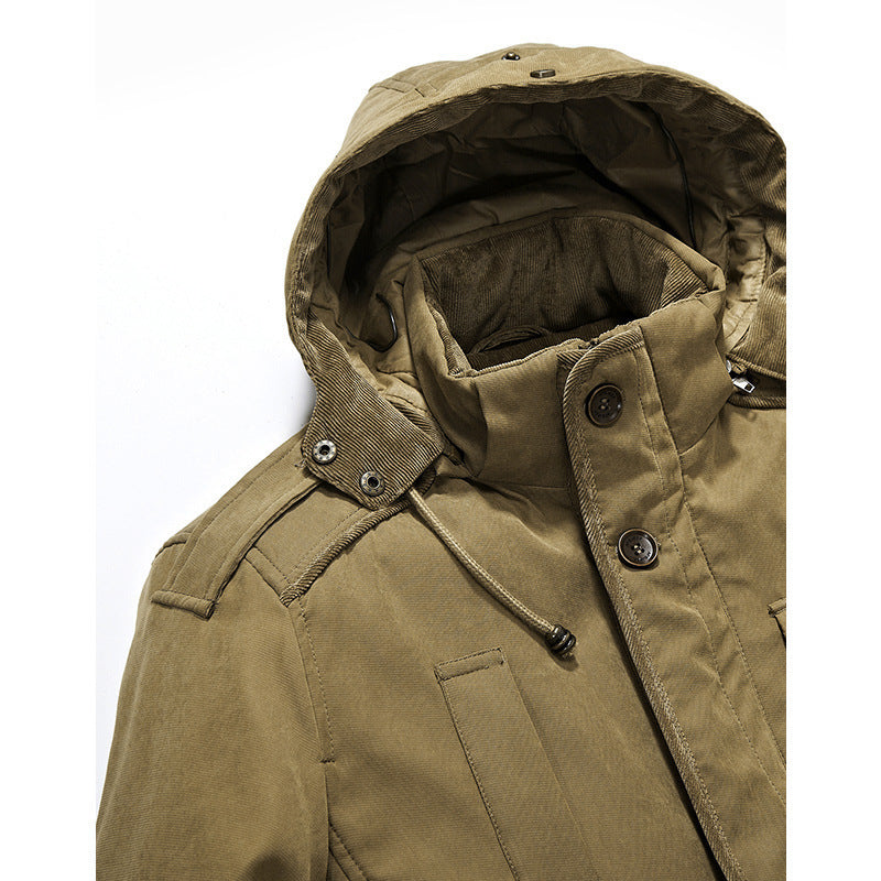 Herren Feldjacke Warm Isoliert Abnehmbare Kapuze Outdoor