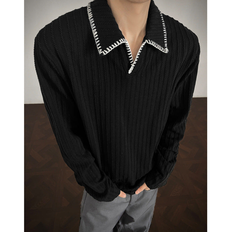 Herren Pullover Lässig Strukturiert Mit Modischem Kragen