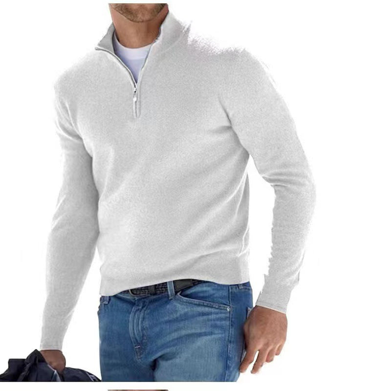 Herren Pullover Elegant Hochkragen Rippmuster Modern