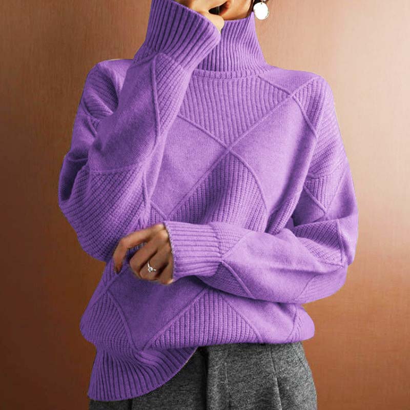 Damen Sweater Winter Strickpullover Hoher Hals Warm