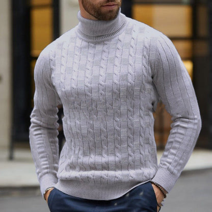 Herren Strickpullover Rollkragen Struktur Muster Modern