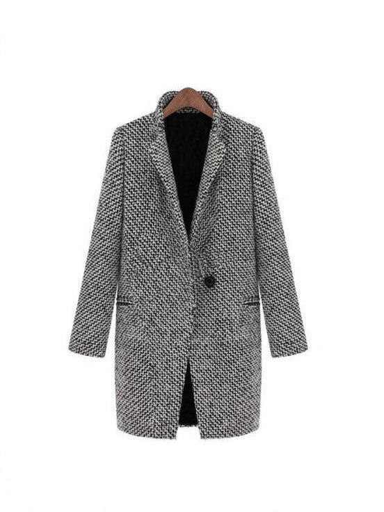 Winterjacke Schwarz Weiß Hahnentrittmuster Elegant