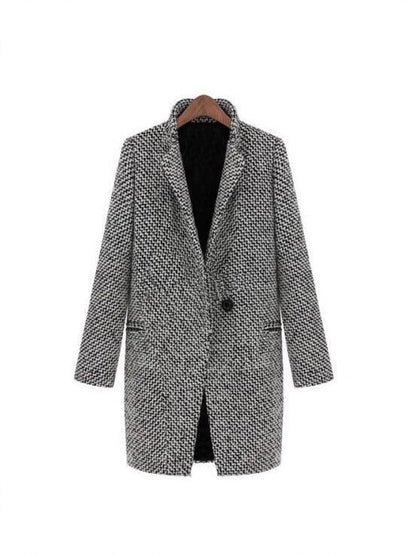 Winterjacke Schwarz Weiß Hahnentrittmuster Elegant