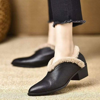 Damenstiefeletten Flauschig Komfortabel Blockabsatz Elegant