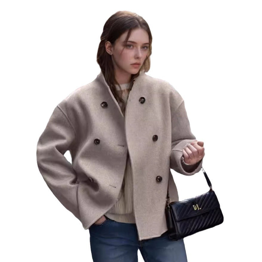 Damen Kurzjacke Modern Strukturiert Rundsaum