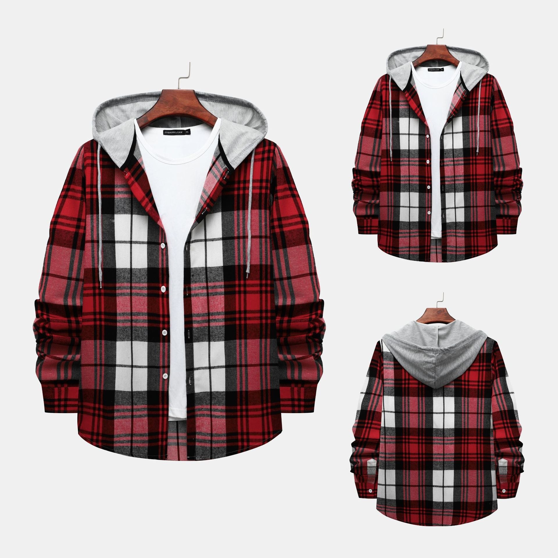 Herren Karohemdjacke Kapuze Modern Schnitt - BerlinGlamour