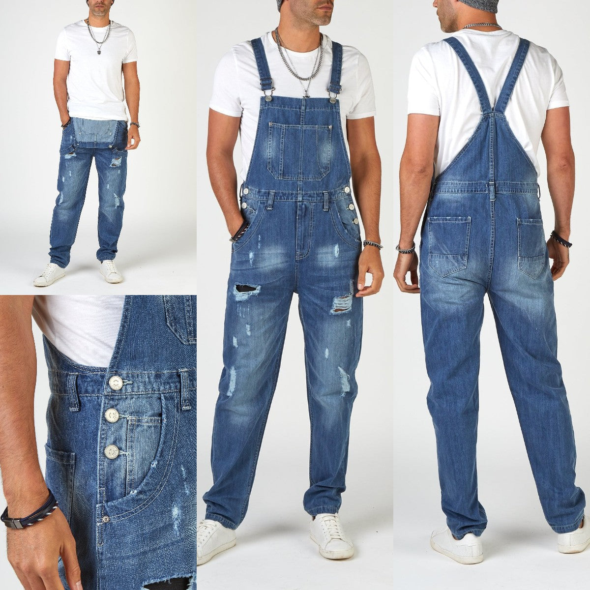 Herren Jeans Riss Hose Used Look Denim