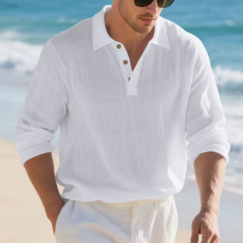 Herren Henley-Shirt Langarm Modern Knopf-Details Trendy - BerlinGlamour
