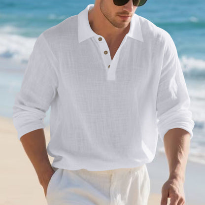 Herren Henley-Shirt Langarm Modern Knopf-Details Trendy - BerlinGlamour