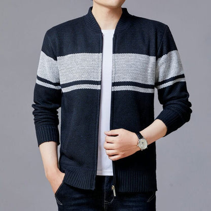 Herren Strickjacke Modern Mit Reißverschluss Und Struktur Optik