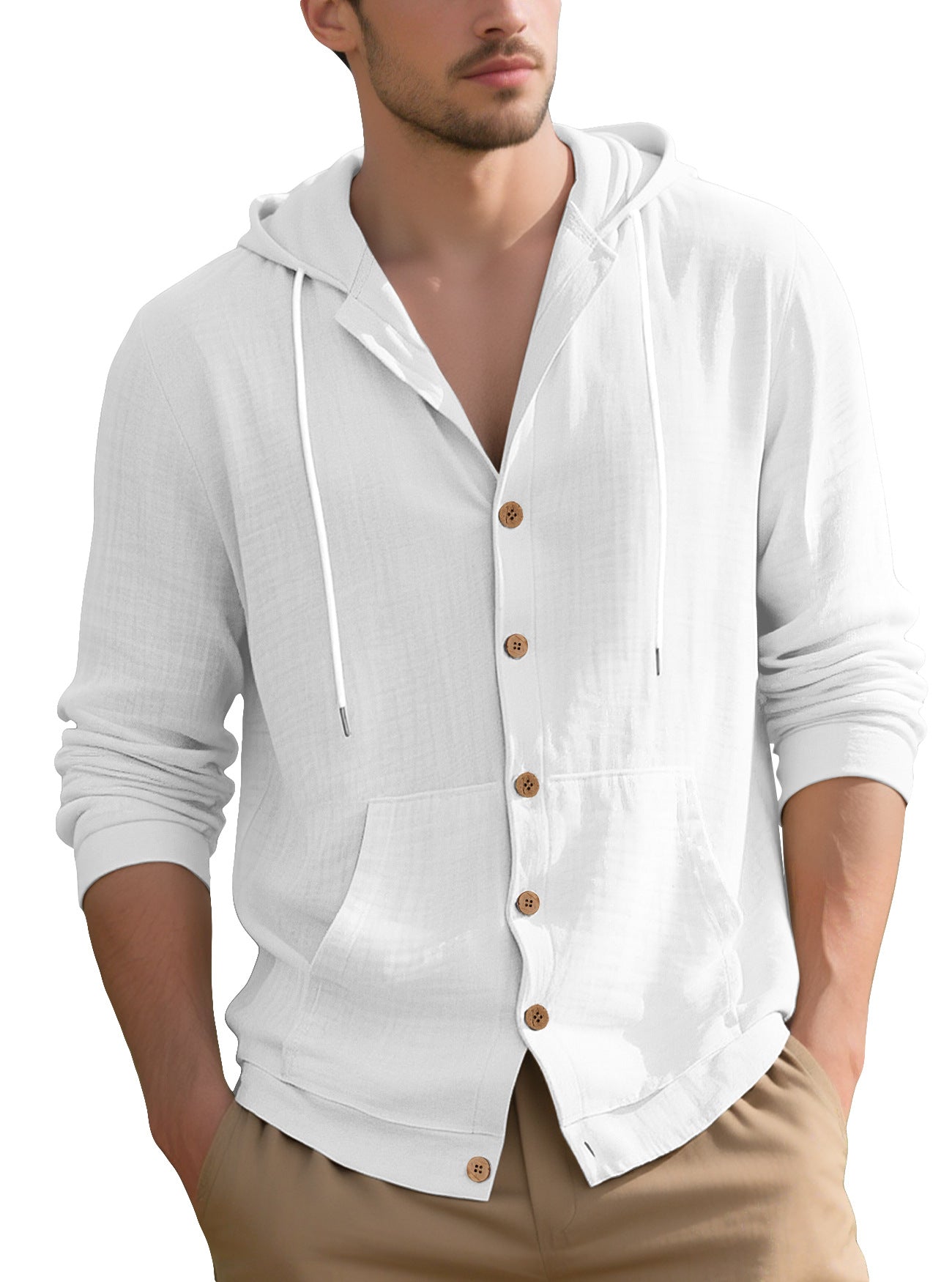 Herren Freizeitjacke Modern Kapuze Taschen Schwarz