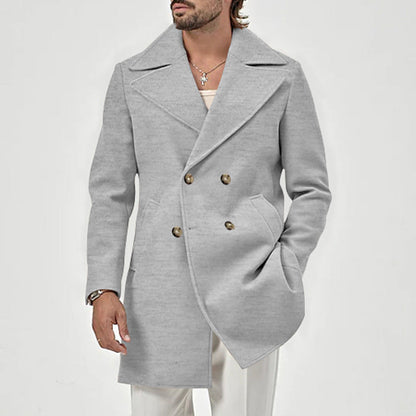 Herren Mantel Doppelt Elegant Langschwarz Berliner Stil