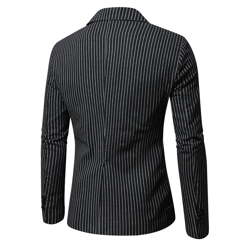 Herren Anzugjacke Moderne Streifenmuster Elegant Schwarz
