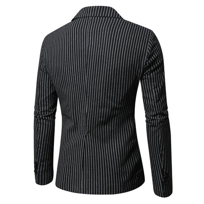 Herren Anzugjacke Moderne Streifenmuster Elegant Schwarz