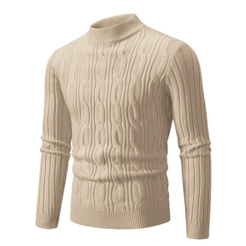 Herren Pullover Rollkragen Baumwolle Zopf Muster
