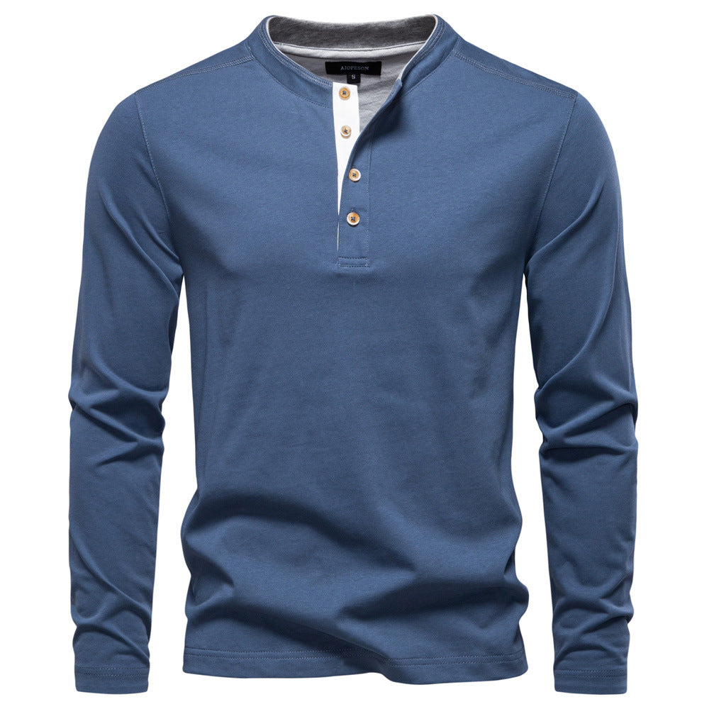 Herren Langarmshirt Mit Druckknöpfen Bequem Elegant