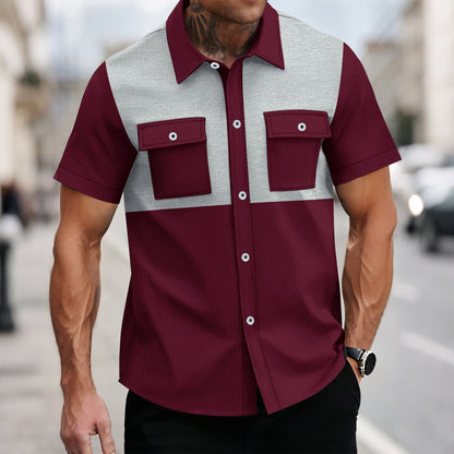 Herren Kurzarmhemd Modern mit Kontrast Details und Brusttasche