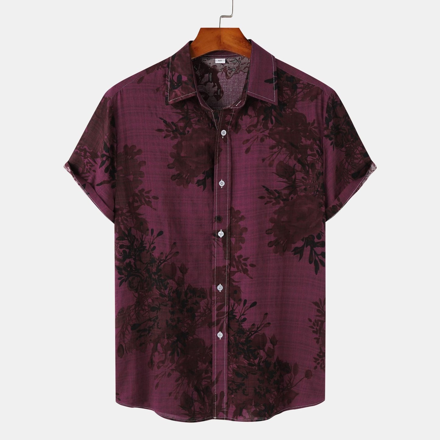Herren Kurzarmhemd Modern Floralmuster Sommer