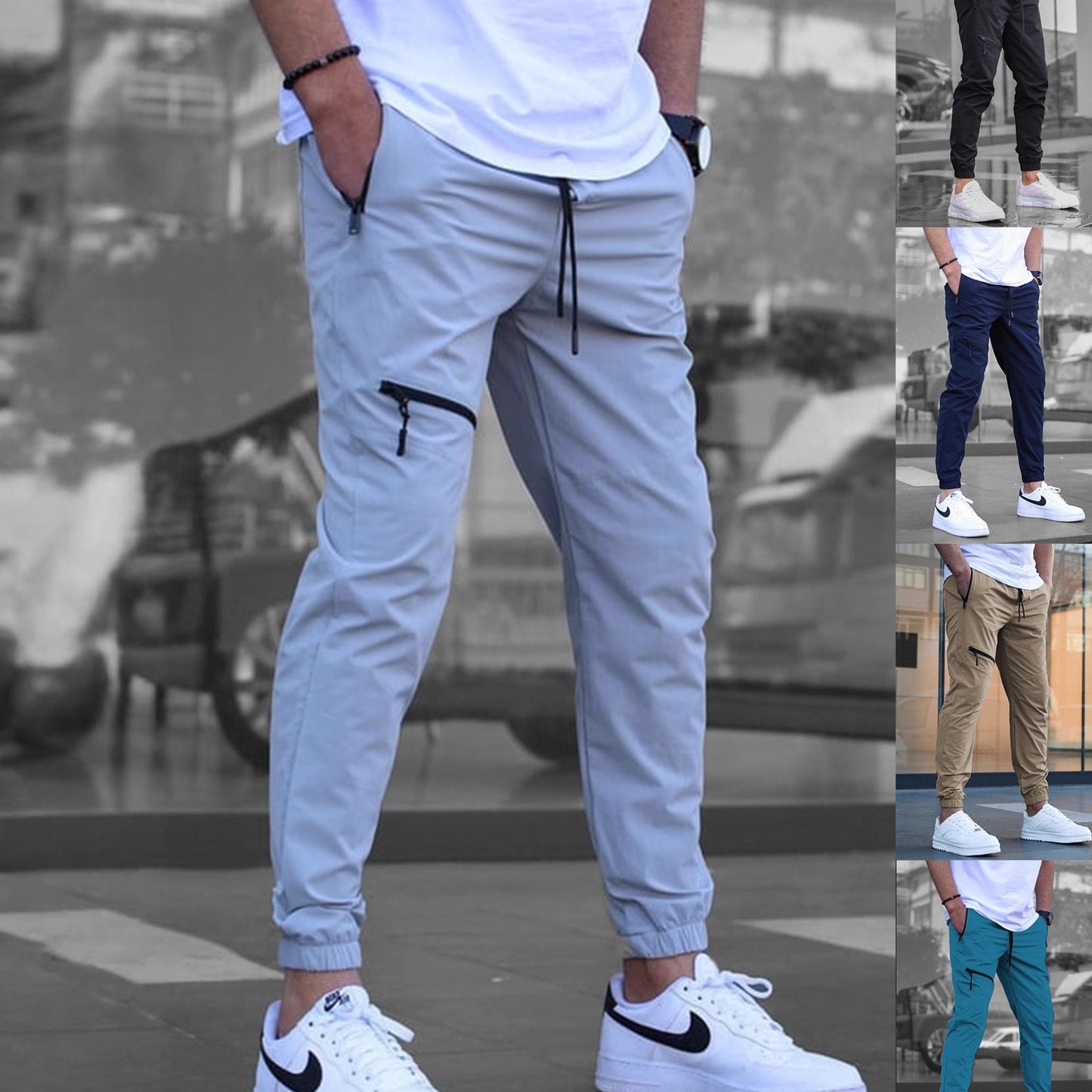 Herren Sport Hose Leicht Mit Reißverschlusstaschen - BerlinGlamour