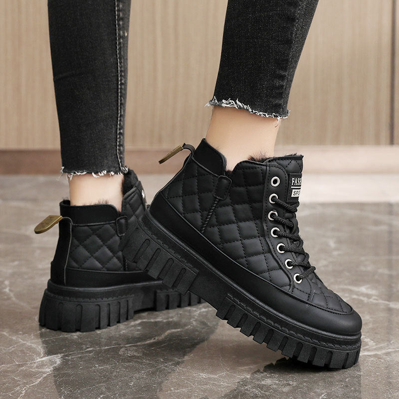 Damen Sneaker High-Top Gefüttert Rutschfest Schwarz