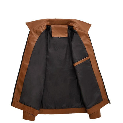 Herren Lederjacke Kunstleder schwarz Modern mit Taschen