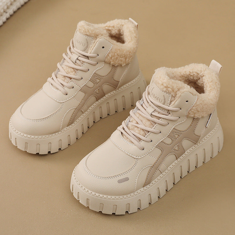 Damen Sneaker High Top Flauschig Warm Winter
