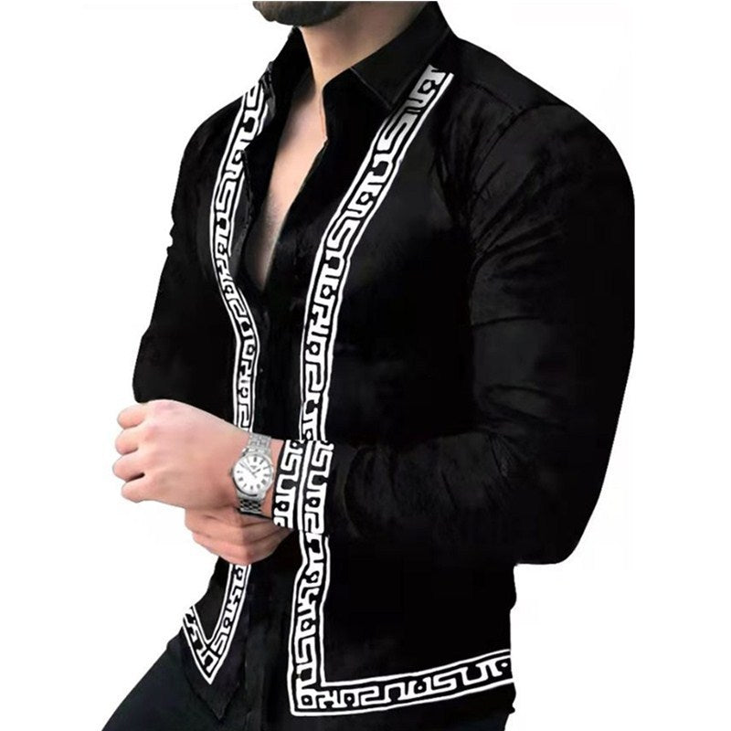 Herren Langarmhemd Modern mit Dekor und Akzenten Berlin Style
