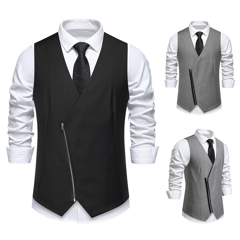 Herren Anzugweste Modern Slim Fit Asymmetrisch - BerlinGlamour