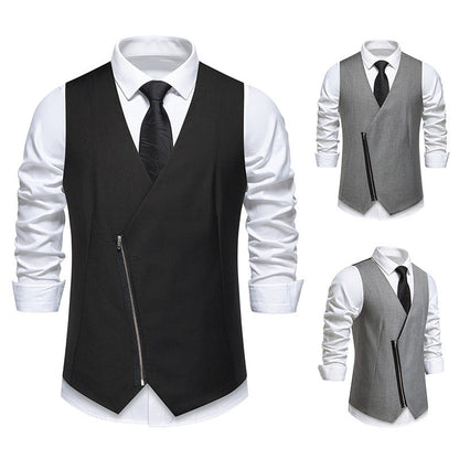 Herren Anzugweste Modern Slim Fit Asymmetrisch - BerlinGlamour