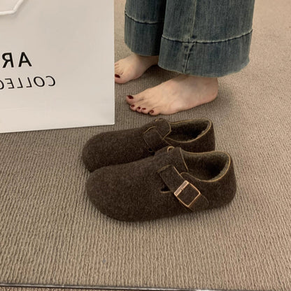 Damen Filzschuhe Bequem Riemchen Clogs Warm