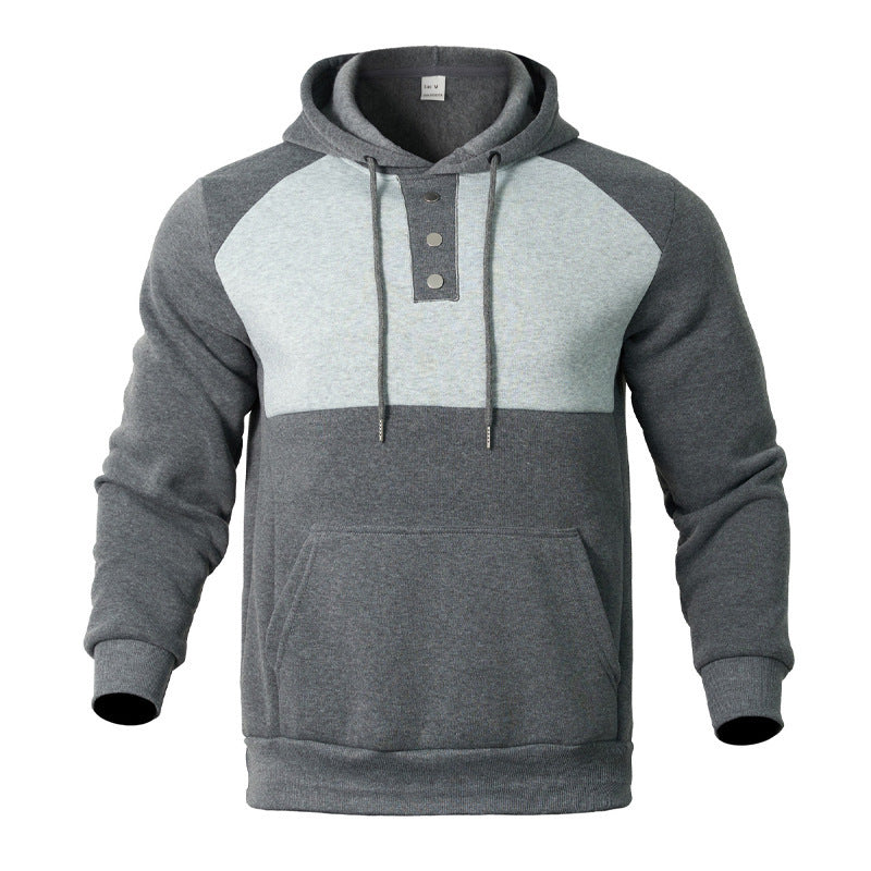Herren Kapuzenpullover Modern mit Knöpfen Grau