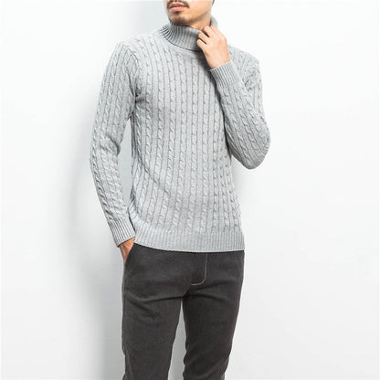 Herren Rollkragenpullover Zopfmuster Weich Komfortabel