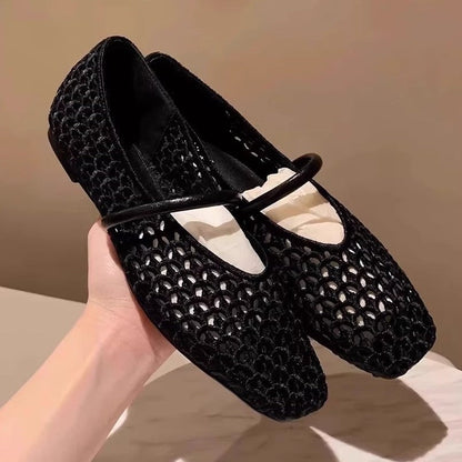 Damen Ballerinas Atmungsaktiv Netzdesign Modisch