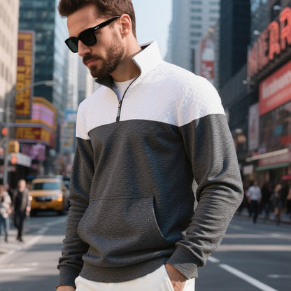 Herren Sweatshirt Modern mit 2 Taschen Hoher Kragen