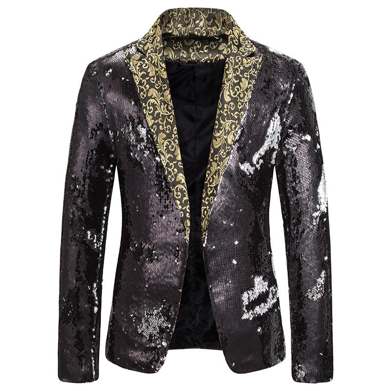 Herren Blazerjacke Glitzer Pailletten Übergröße