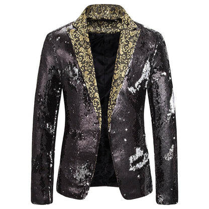 Herren Blazerjacke Glitzer Pailletten Übergröße