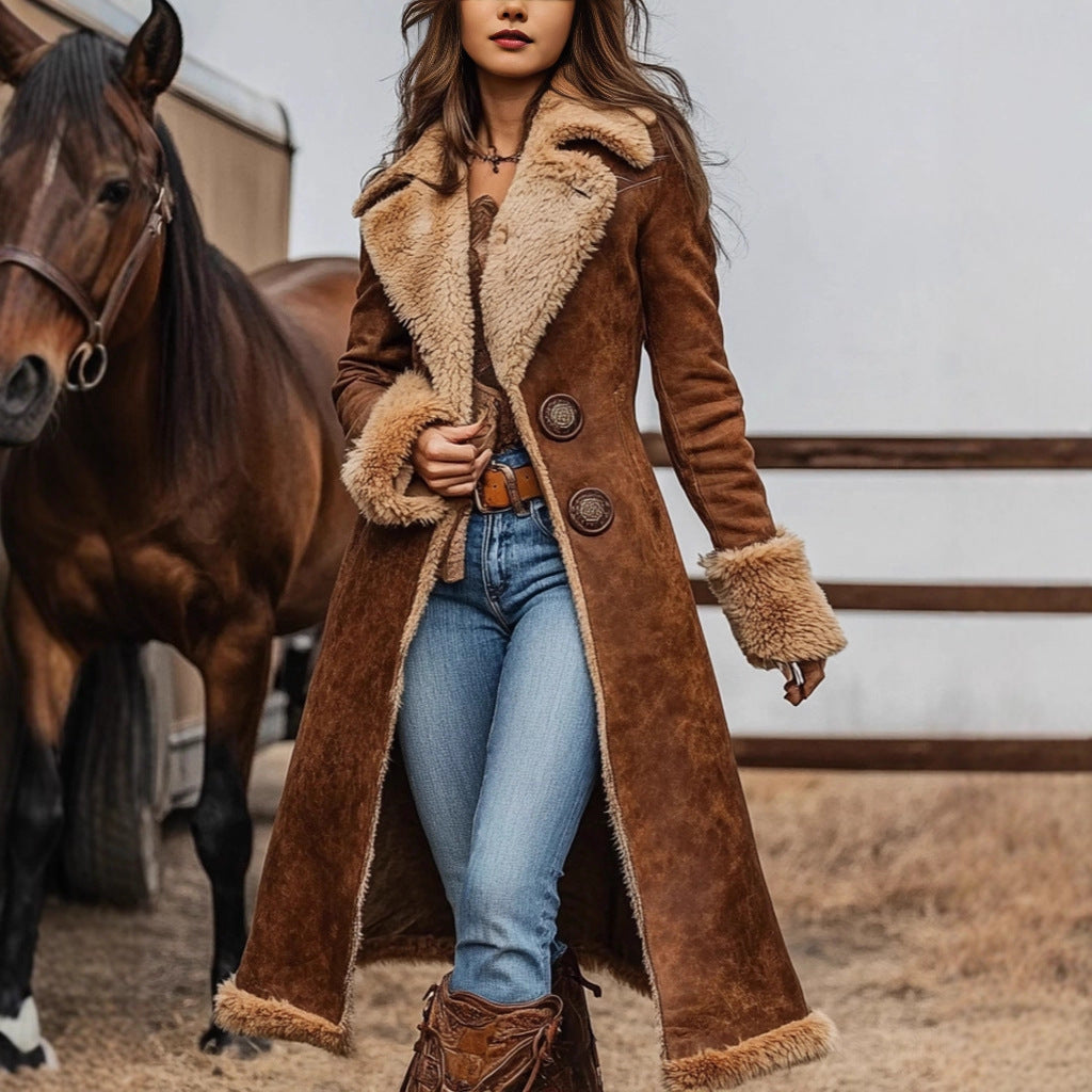 Damen Lammfell Jacke Breitkragen Warm und Stylish - BerlinGlamour