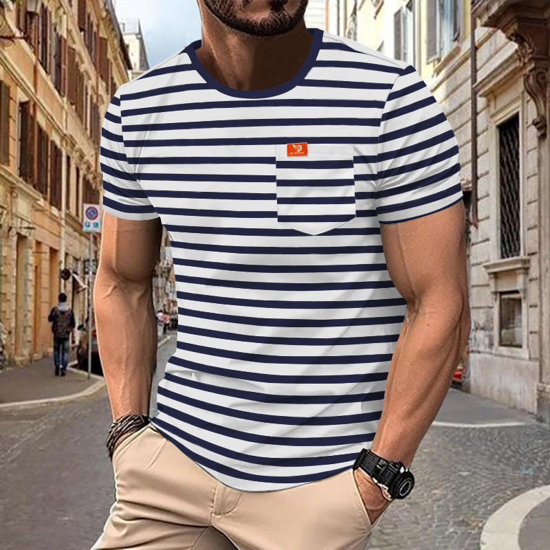 Herren T-Shirt mit Brusttasche Modern Gemustert