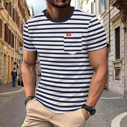 Herren T-Shirt mit Brusttasche Modern Gemustert