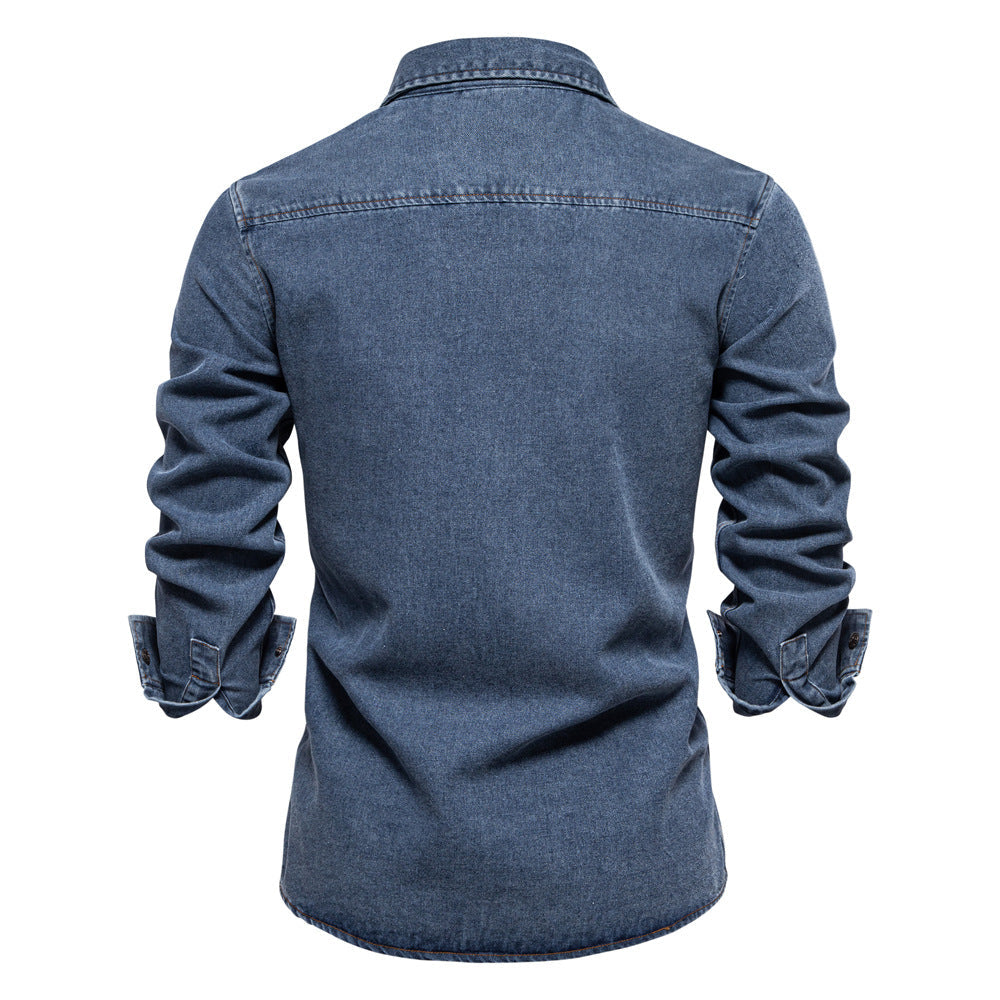 Herren Jeanshemd Modern Slim Fit Blau