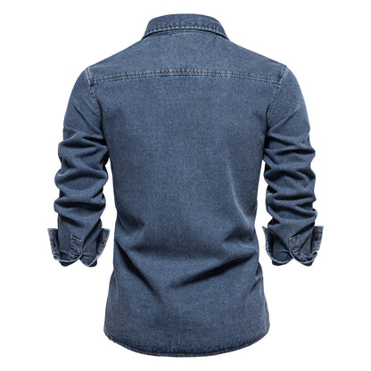 Herren Jeanshemd Modern Slim Fit Blau