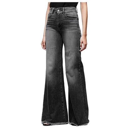 Weite Damen Jeans Schlagjeans Fransen Saum