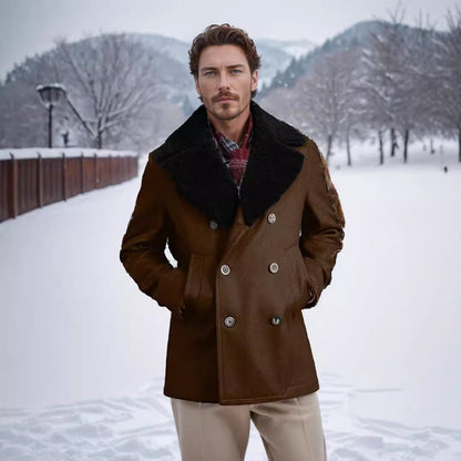 Herren Leder-Bomberjacke Lammfell-Innenfutter Elegante