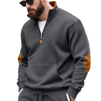 Herren Pullover Sportlich Halbzipper Kängurutasche