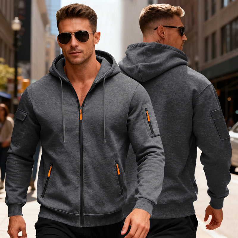 Herren Kapuzenjacke Funktionell Reißverschluss Wasserabweisend Modern
