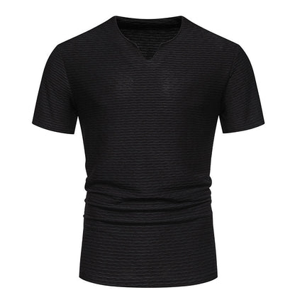 Männer T-Shirt V-Ausschnitt Strukturiert Modern