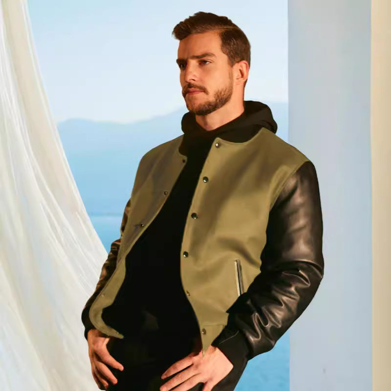 Herren Bomberjacke Modern mit Kontrastärmeln Schlicht