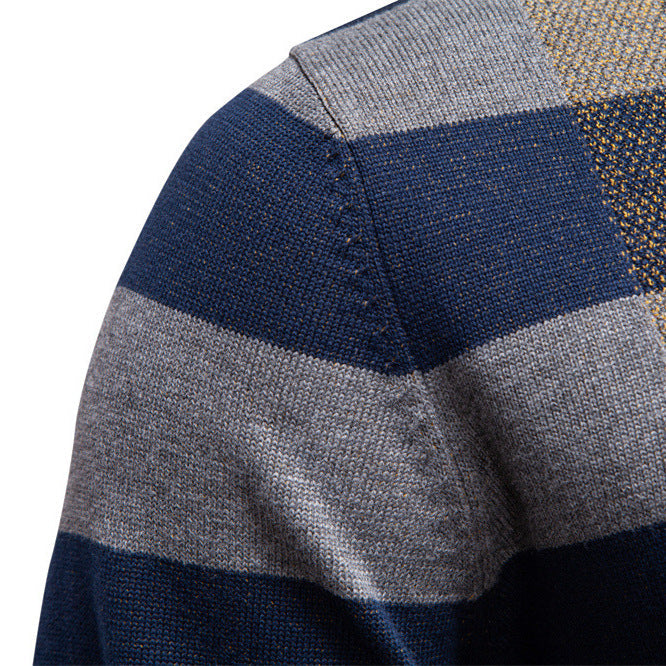 Herren Pullover Langarm Karo Muster Weich